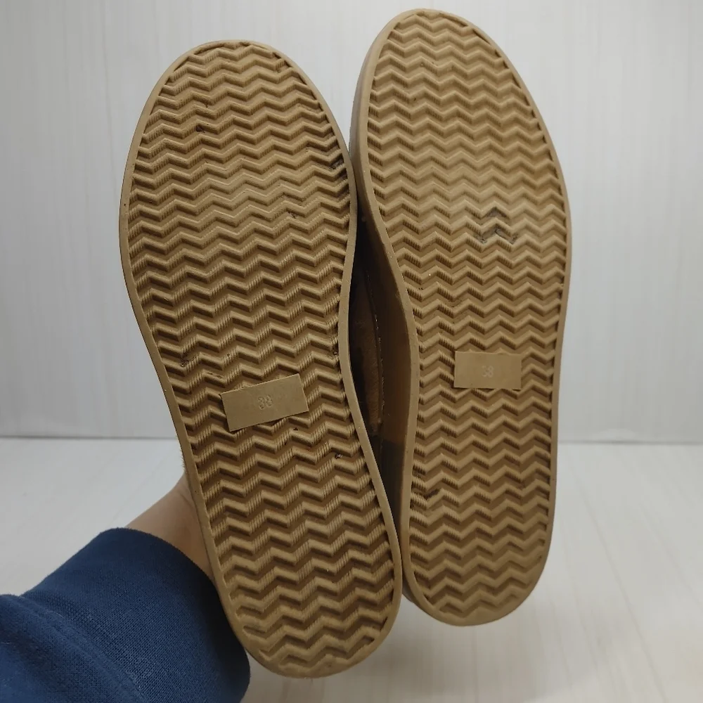 Free‎ People Varsity Golf Slip On Sneaker Leather Calf Hair Animal Print EU 38